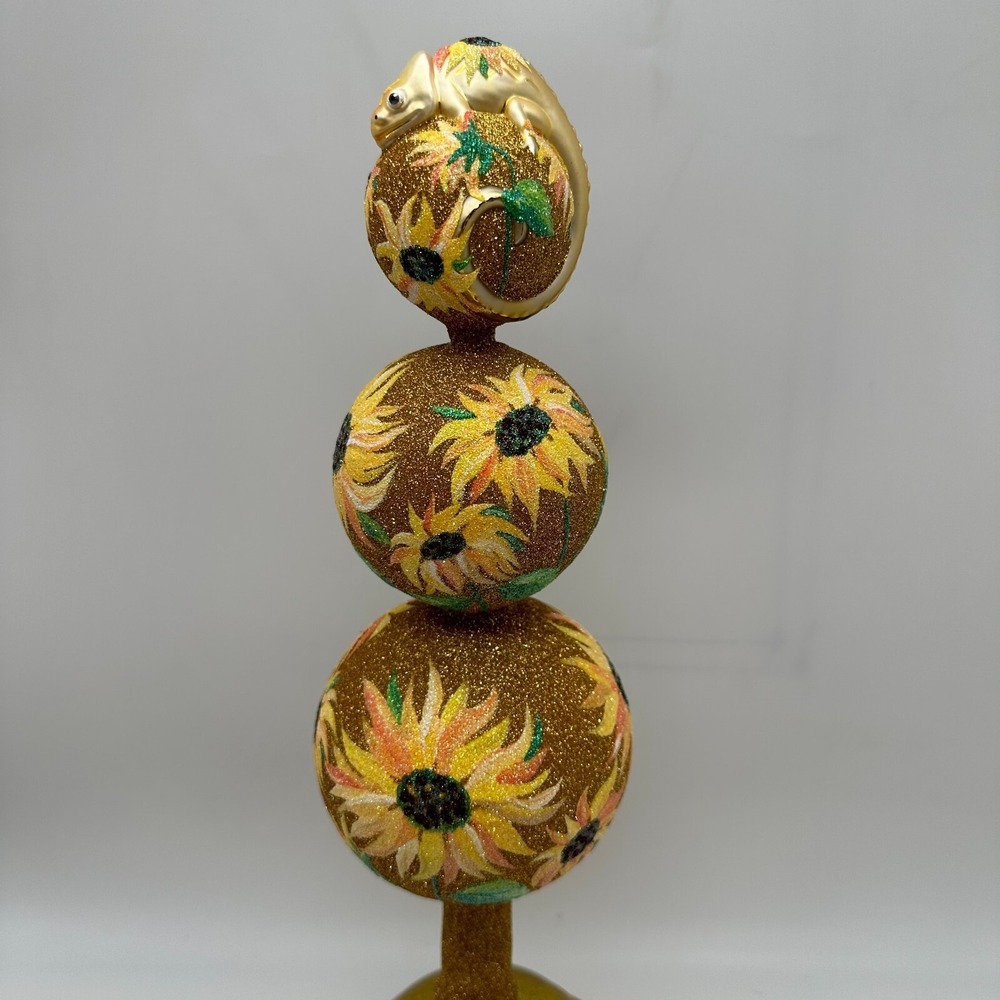 2003 Patricia Breen Chameleon Finial Sunflower 13" Tree Topper Neiman Marcus Tam